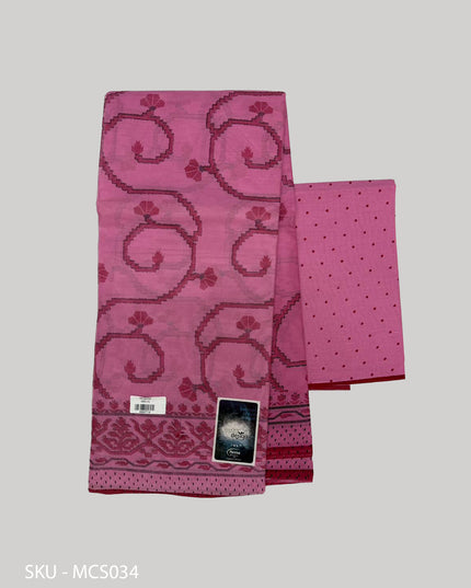 Premium Meena Cotton Printed Saree in Baby pink Colour | Elegant Traditional Ethnic Wear