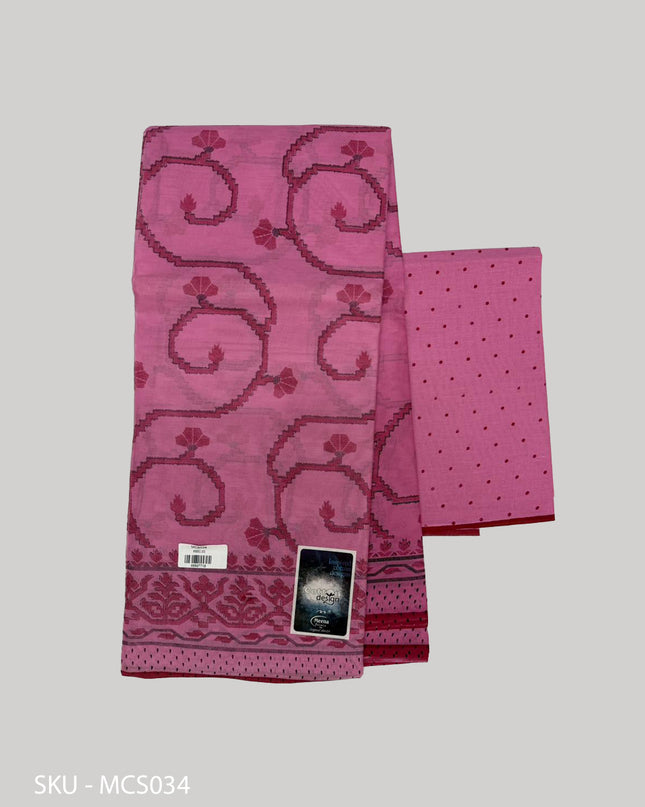 Premium Meena Cotton Printed Saree in Baby pink Colour | Elegant Traditional Ethnic Wear