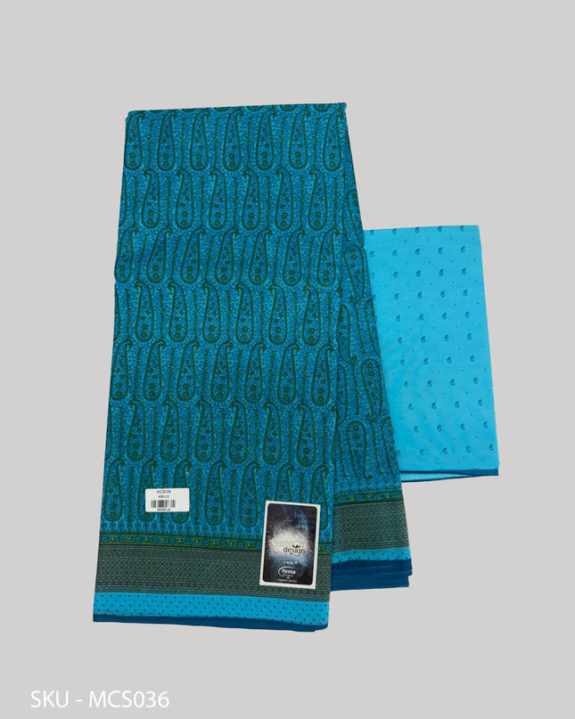 Premium Meena Cotton Printed Saree in Turquoise Blue Colour | Elegant Traditional Ethnic Wear