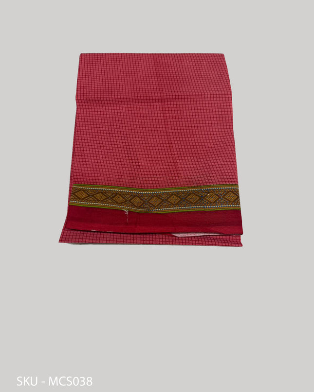 Premium Meena Cotton Printed Saree in Brick Red Colour | Elegant Traditional Ethnic Wear