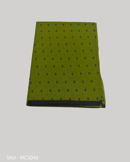 Premium Meena Cotton Printed Saree in Olive Green Colour | Elegant Traditional Ethnic Wear