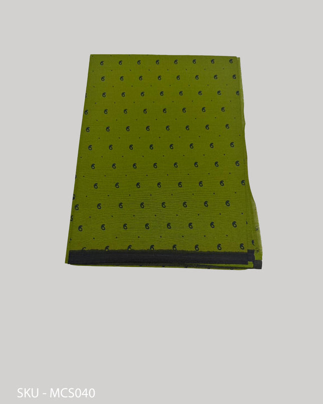 Premium Meena Cotton Printed Saree in Olive Green Colour | Elegant Traditional Ethnic Wear