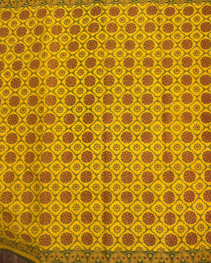 Premium Meena Cotton Printed Saree in Mustard Yellow Colour | Elegant Traditional Ethnic Wear