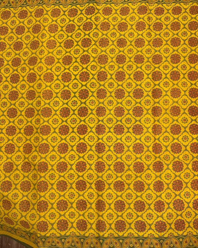 Premium Meena Cotton Printed Saree in Mustard Yellow Colour | Elegant Traditional Ethnic Wear