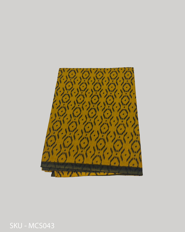 Premium Meena Cotton Printed Saree in Mustard Yellow Colour | Elegant Traditional Ethnic Wear