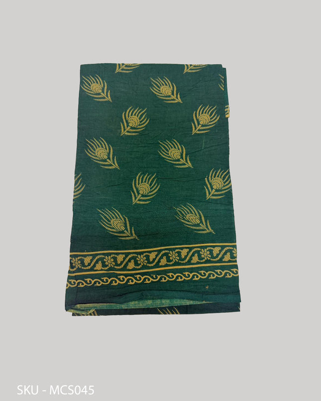 Premium Meena Cotton Printed Saree in Mustard Yellow Colour | Elegant Traditional Ethnic Wear
