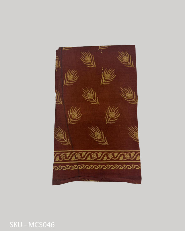 Premium Meena Cotton Printed Saree in Mustard Yellow Colour | Elegant Traditional Ethnic Wear