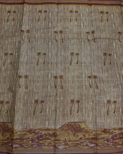 Premium Meena Cotton Printed Saree in Coffee Brown Colour | Elegant Traditional Ethnic Wear
