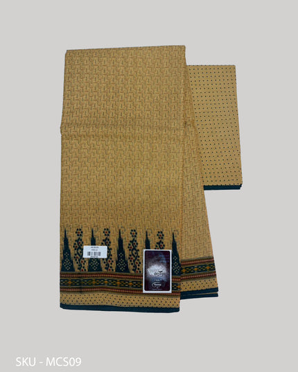 Premium Meena Cotton Printed Saree in Cream Beige Colour | Elegant Traditional Ethnic Wear