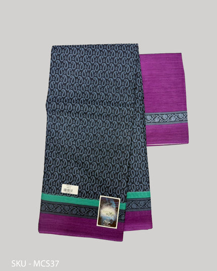 Premium Meena Cotton Printed Saree in Charcoal Grey Colour | Elegant Traditional Ethnic Wear