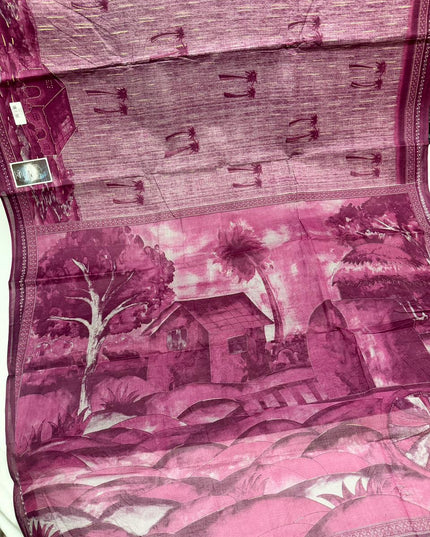 Premium Meena Cotton Printed Saree in Mauve Purple Colour | Elegant Traditional Ethnic Wear