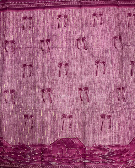 Premium Meena Cotton Printed Saree in Mauve Purple Colour | Elegant Traditional Ethnic Wear