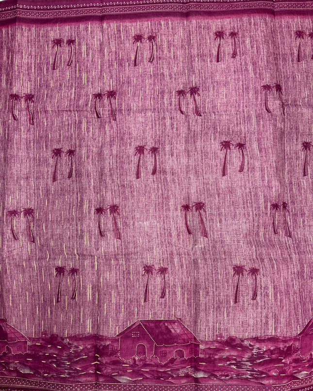Premium Meena Cotton Printed Saree in Mauve Purple Colour | Elegant Traditional Ethnic Wear