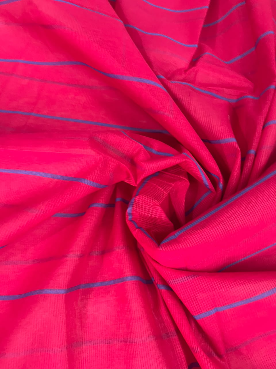Classic Mangalagiri Cotton Dress Material in Rani Pink & Royal Blue | Elegant Striped Weave