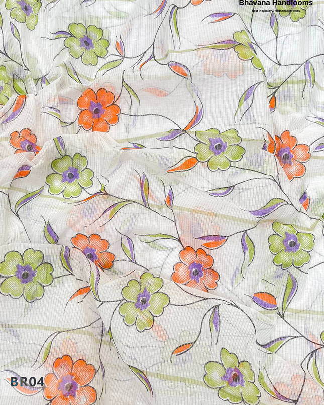 Mangalagiri Cotton Dress Material with White Chunni with Olive Green Colour