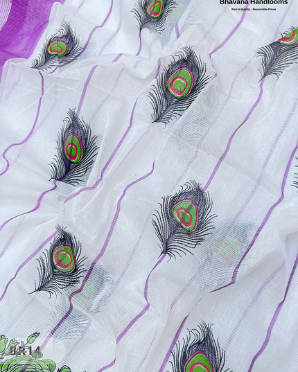 Mangalagiri Cotton Dress Material with White Chunni with Lavender Pink Colour