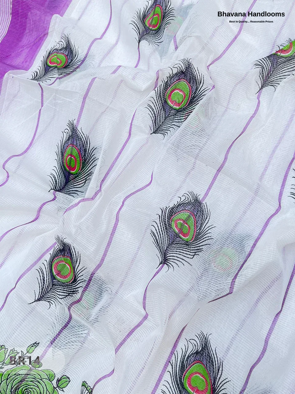 Mangalagiri Cotton Dress Material with White Chunni with Lavender Pink Colour
