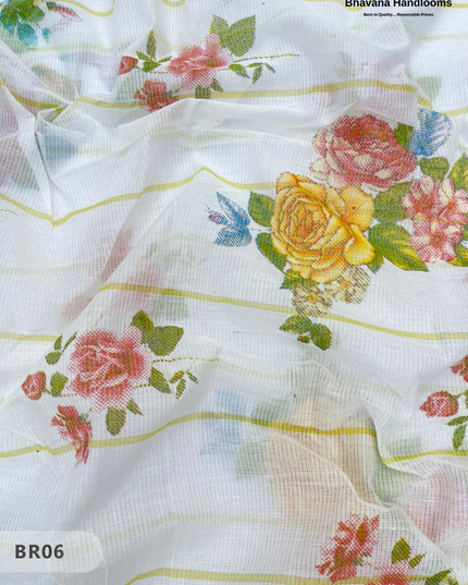 Mangalagiri Cotton Dress Material with White Chunni with  Lemon Yellow Colour