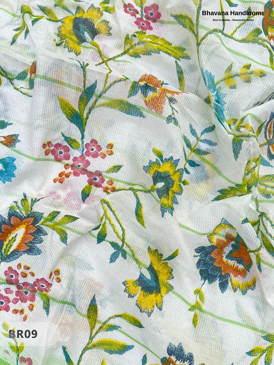Mangalagiri Cotton Dress Material with White Chunni with Light Green Colour
