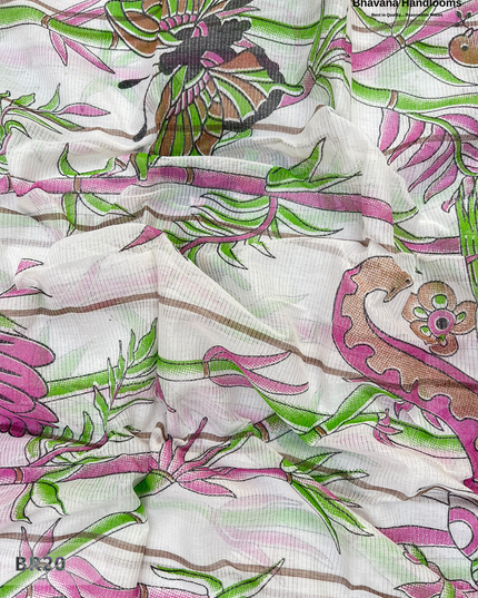 Mangalagiri Cotton Dress Material with White Chunni with Brown Colour