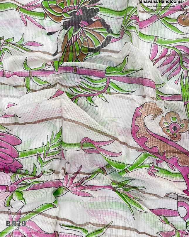 Mangalagiri Cotton Dress Material with White Chunni with Brown Colour
