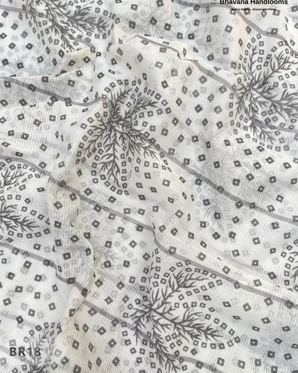 Mangalagiri Cotton Dress Material with White Chunni with Gray Colour
