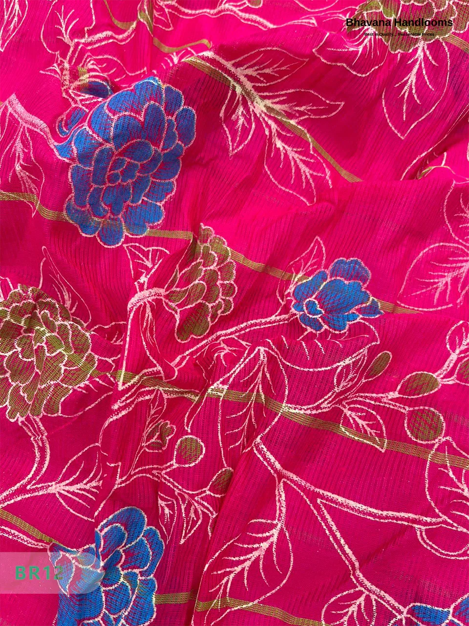 Mangalagiri Cotton Dress Material with White Chunni with Yellow Brown Colour