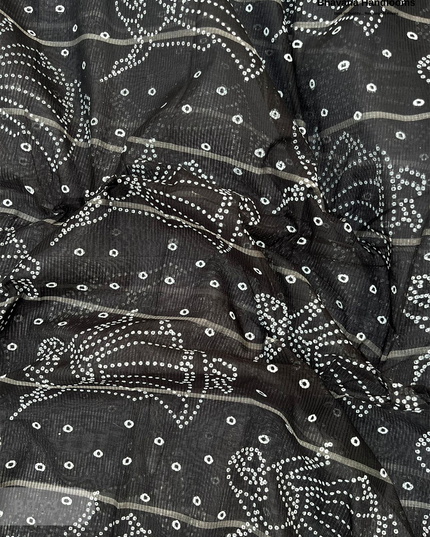 Mangalagiri Cotton Dress Material with White Chunni with Black Colour
