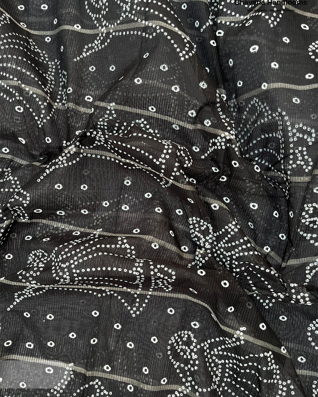 Mangalagiri Cotton Dress Material with White Chunni with Black Colour