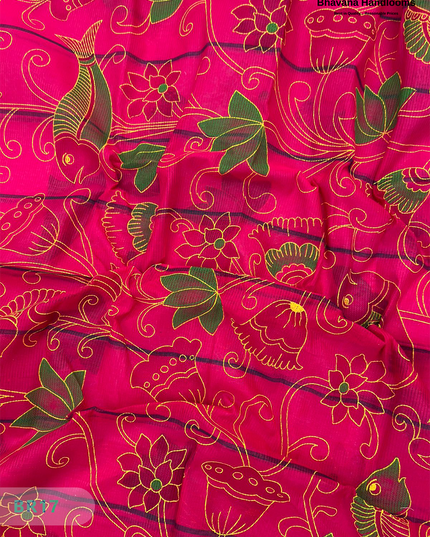 Mangalagiri Cotton Dress Material with White Chunni with Wine Red Colour