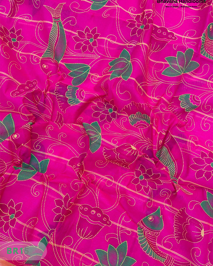 Mangalagiri Cotton Dress Material with White Chunni with Yellow Colour