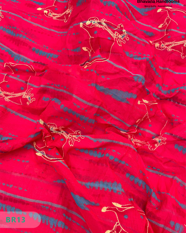 Mangalagiri Cotton Dress Material with White Chunni with Blue Colour