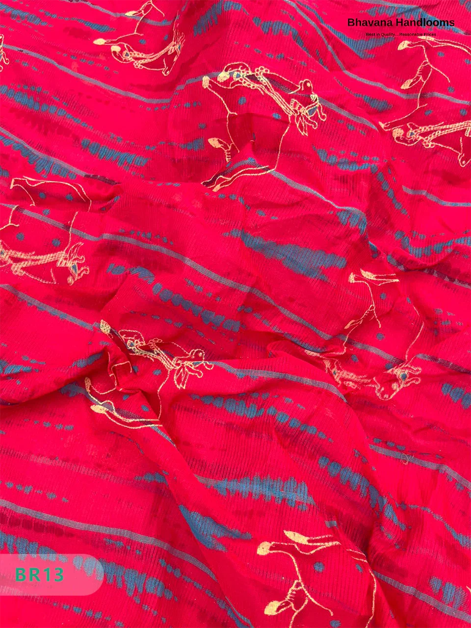 Mangalagiri Cotton Dress Material with White Chunni with Blue Colour