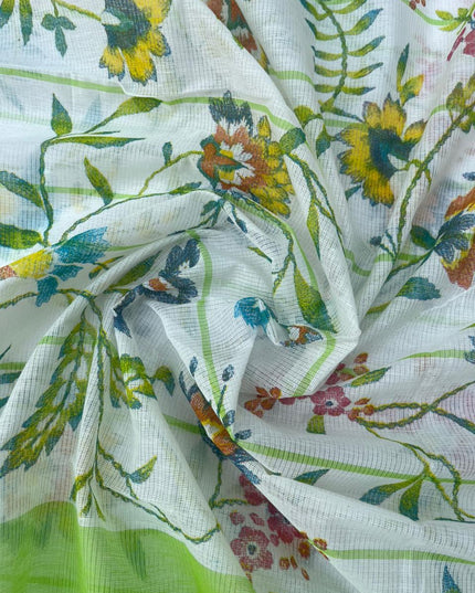 Pure Mangalagiri Cotton Dress Material in Green Color with Matching Dupatta