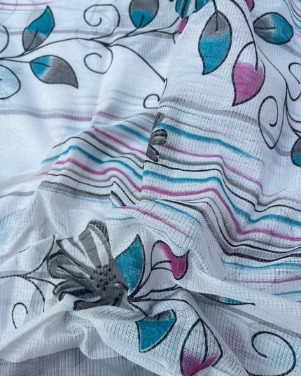 Pure Mangalagiri Cotton Dress Material in Gray Color with Matching Dupatta