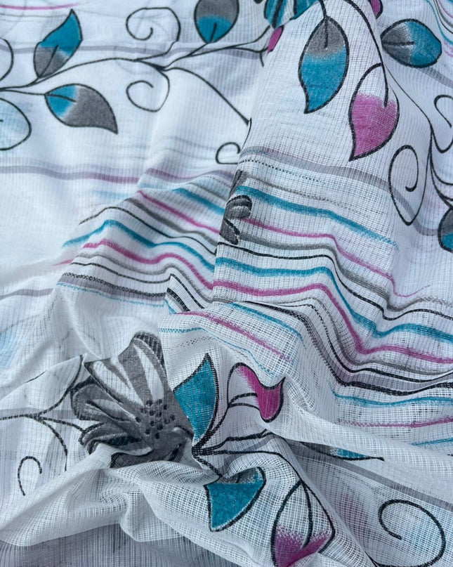 Pure Mangalagiri Cotton Dress Material in Gray Color with Matching Dupatta