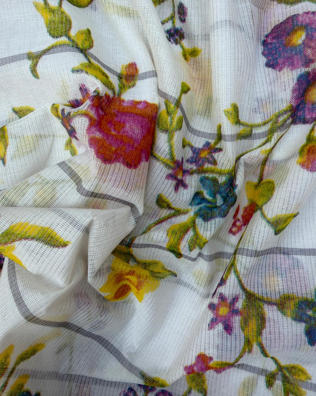 Pure Mangalagiri Cotton Dress Material in Gray Color with Matching Dupatta