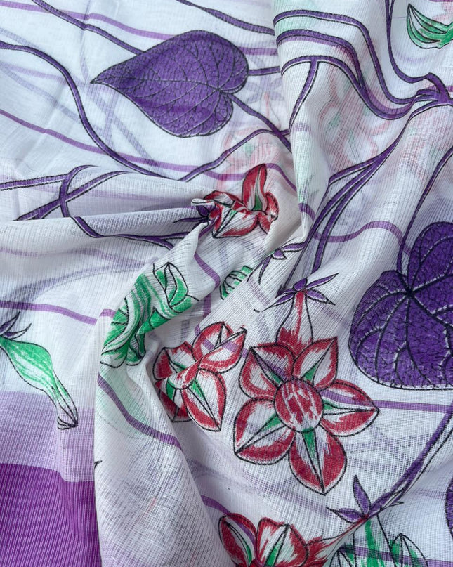 Pure Mangalagiri Cotton Dress Material in Dark Lavender Color with Matching Dupatta