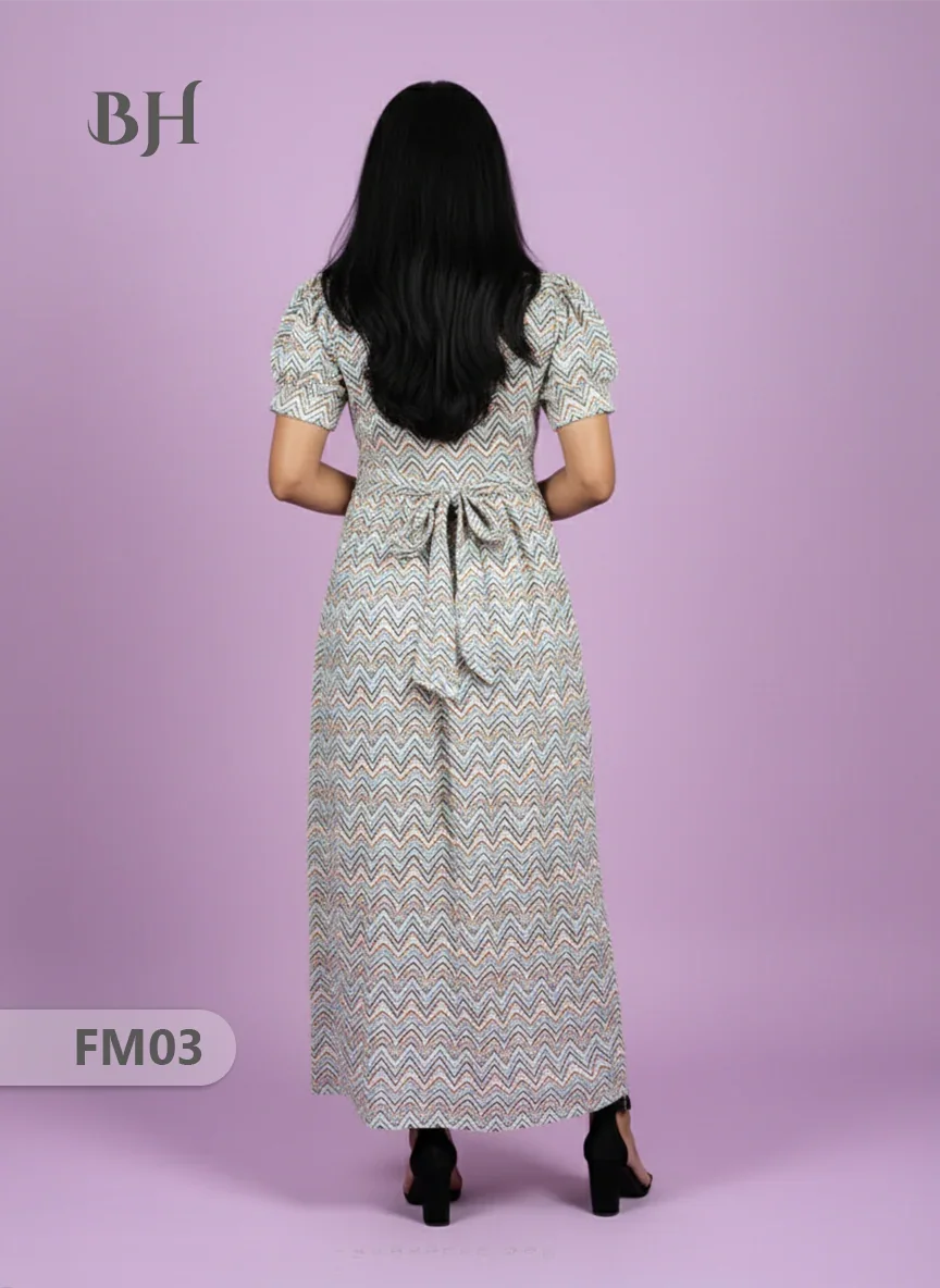Premium Mul Cotton Frock Grey – Puff Sleeve Design with Knots, Zero Shrinkage