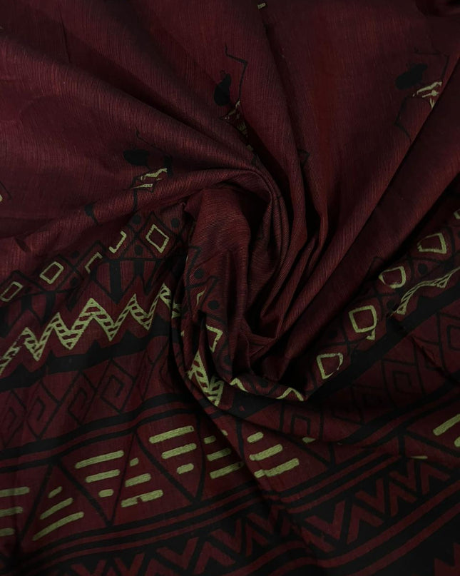 Pure Cotton Village Print Dress Material in Pastel Pista Green Colour | Ethnic Wear Fabric