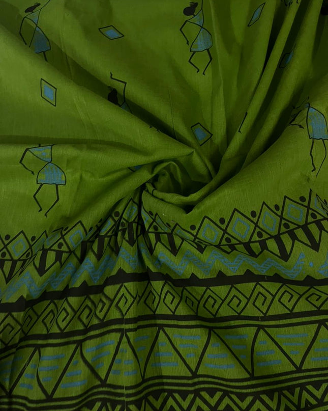 Pure Cotton Village Print Dress Material in White & Blue Colour | Ethnic Wear Fabric