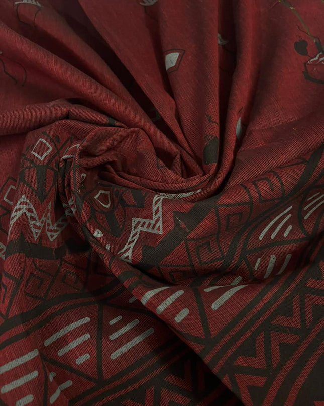 Pure Cotton Village Print Dress Material in Half White Colour | Ethnic Wear Fabric