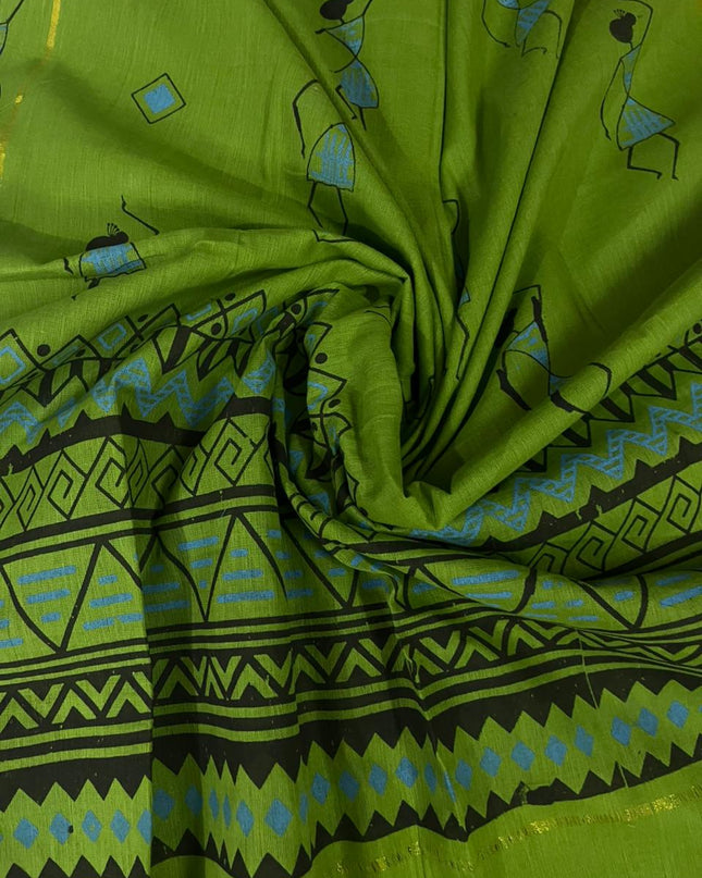Pure Cotton Village Print Dress Material in Blue Colour | Ethnic Wear Fabric