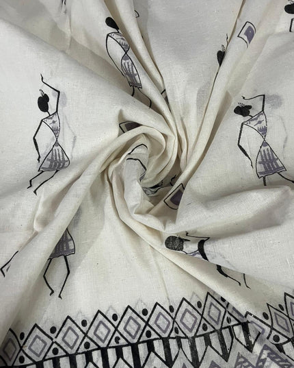 Pure Cotton Village Print Dress Material in Pastel Lavender Colour | Ethnic Wear Fabric