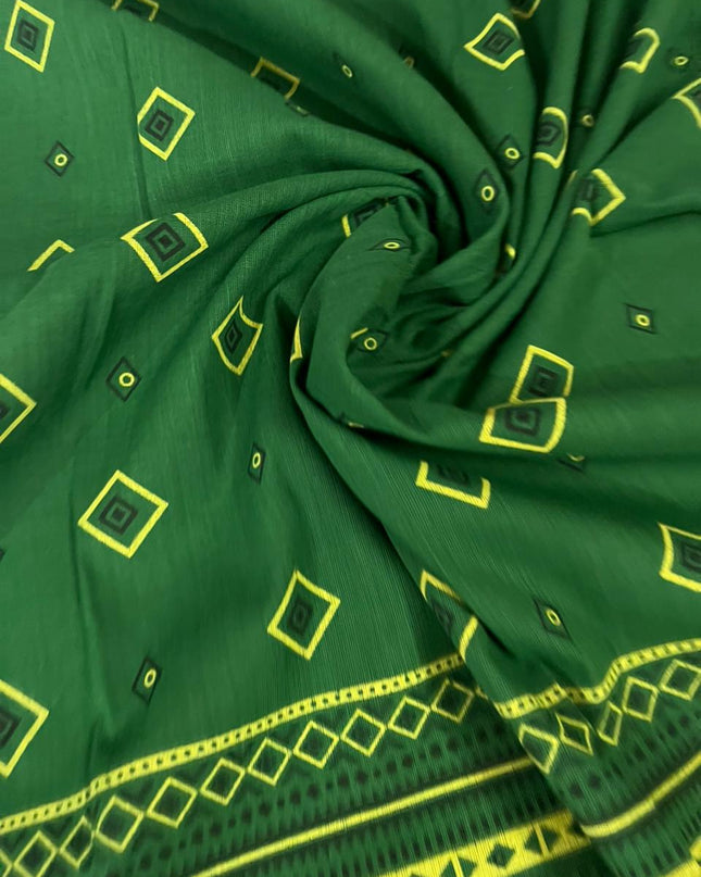 Pure Cotton Print Dress Material in Yellow Colour | Ethnic Wear Fabric