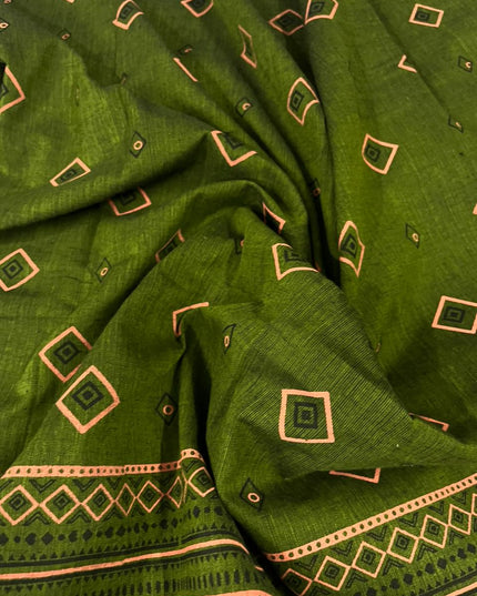 Pure Cotton Print Dress Material in Orange Colour | Ethnic Wear Fabric