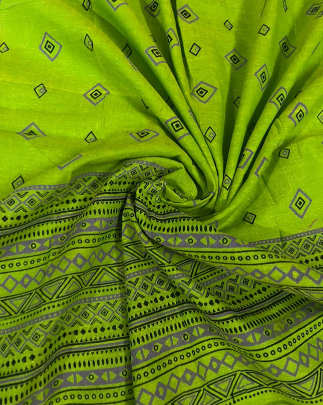 Pure Cotton Print Dress Material in Gray Colour | Ethnic Wear Fabric