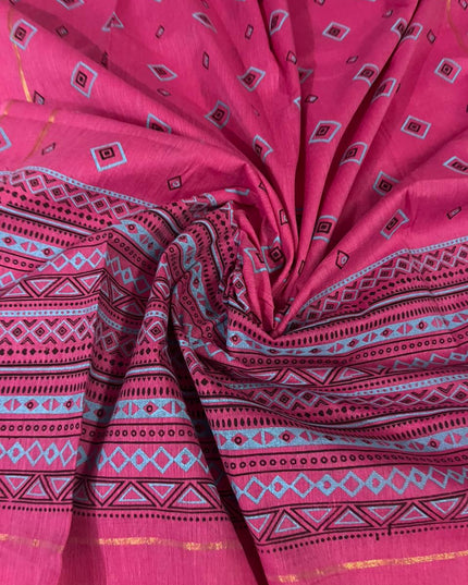 Pure Cotton Print Dress Material in Cyan Blue Colour | Ethnic Wear Fabric