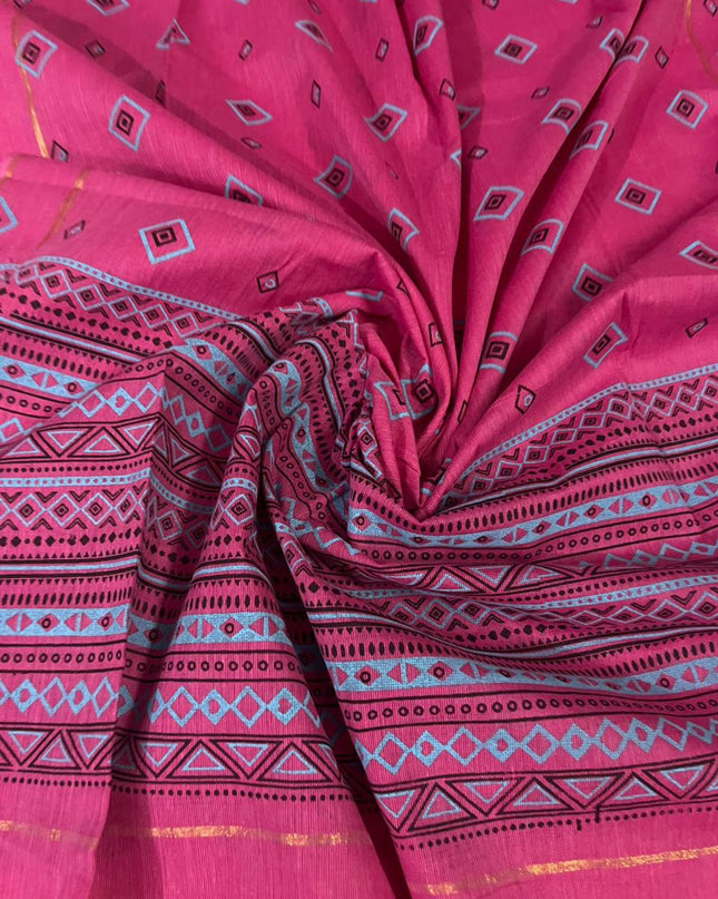 Pure Cotton Print Dress Material in Cyan Blue Colour | Ethnic Wear Fabric