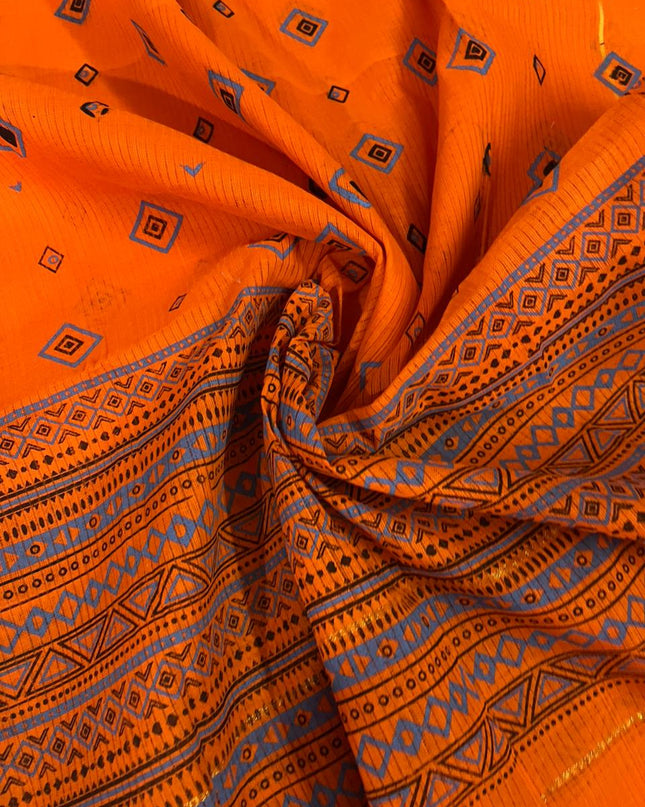 Pure Cotton Print Dress Material in Blue Colour | Ethnic Wear Fabric